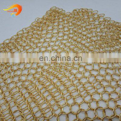 Building decoration brass color stainless steel ring chain link mesh