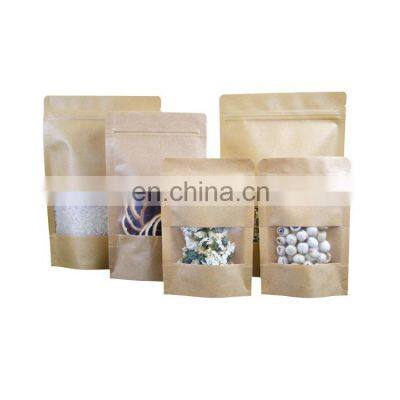 Custom kraft paper coffee foil bags / easy-tear zip flat bottom pouch