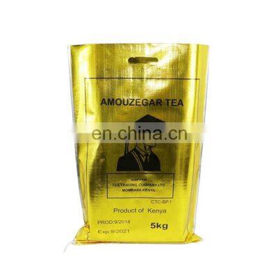 Eco friendly gold foil laminated tea packaging seed rice wheat flour pp woven sack bag