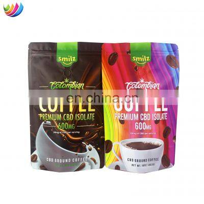 Custom wholesale food plastic bag coffee bean green tea window kraft paper eight edge seal bone bag