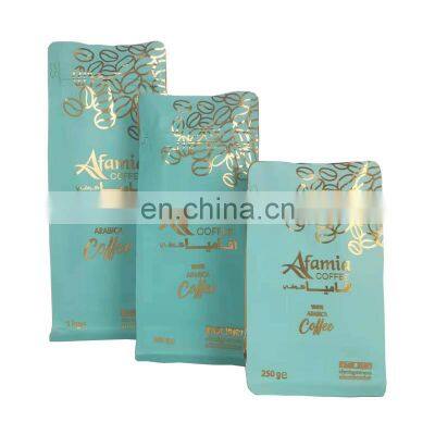 Factory price quad seal coffee bags one side ziplocp 250g 500g 1kg
