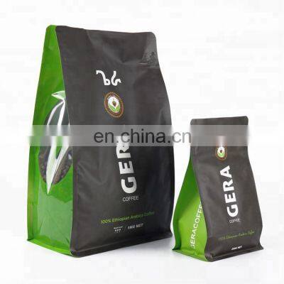 wholesale flat bottom coffee packaging bag custom printed coffee bean bag