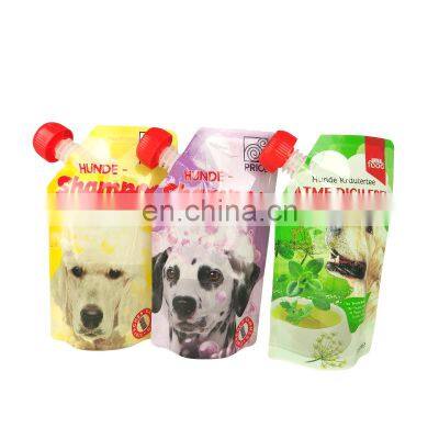 Mylar Bag Liquid Stand Up Foil Dog/Cat Shampoo Spout Pouch Packaging Bag Pet Food Pouch with Spout