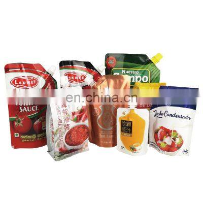 200g 400g condiment seasoning aluminum foil packaging retort pouch custom stand up pouch plastic dressing sauces bags with spout