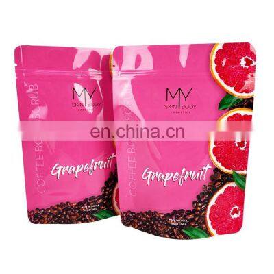 ODM/OEM coffee scub skin body lotion packaging bag 125g cosmetic ziplock stand up pouch bag for cream