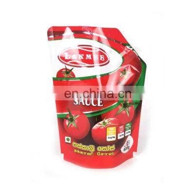 customized biodegradable food liquid top open spout pouch bag for tomato sauce