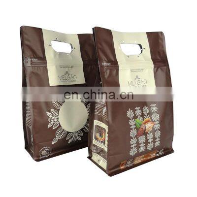 Hot selling laminated custom logo zip lock flat bottom chocolate plastic packaging bag