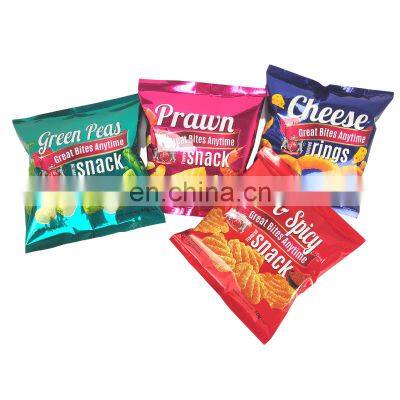 Custom Print Plastic Aluminium Foil Potato Chips Back Side seal Packaging Bag for fries Snacks/Cheese rings