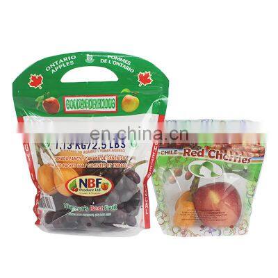 Resealable bags zip lock fruit packaging bags for grape cherry with handles