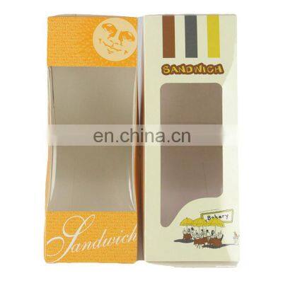 Disposable Sandwich Fast Takeaway Packaging White Kraft Paper Food Box With Clear Window For Salad