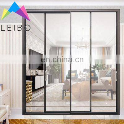 Aluminum Door Designs Fashion Glass Patio Door slim frame black color narrow glass sliding aluminum doors
