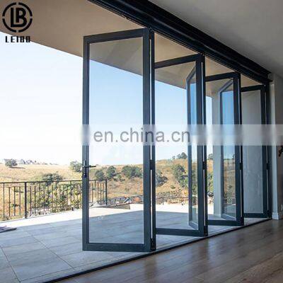 Interior Soundproof Patio Doors Double Glass Balcony Mute Aluminum Folding Doors