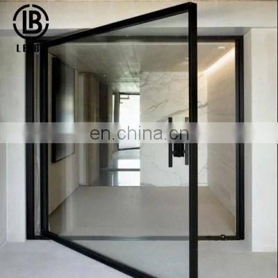Canada pivot front door black aluminum frame tempered glass electronal entry pivot doors
