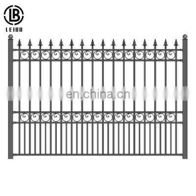 Welded Galvanized Black Powder Coating Wrought Iron Fence /Ranch /Garden/Pool Steel Fencing with Flattened Spear