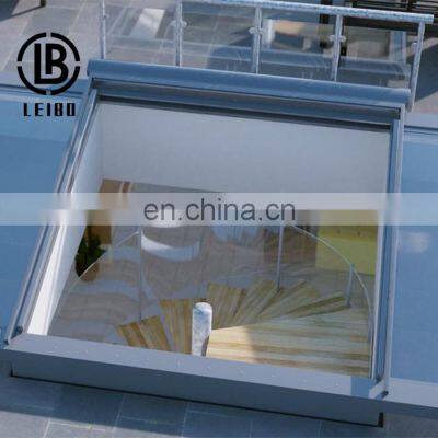 Prefab house Custom Aluminum Tubular Slide Skylight Glass Fixed Flat Roof Top Window