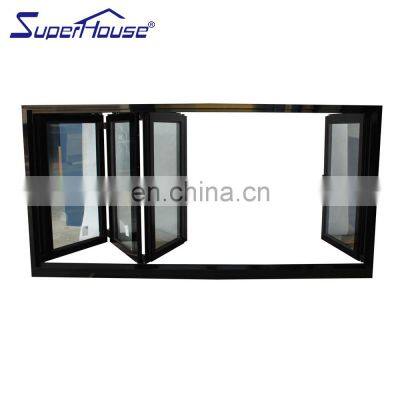 Folding open style hurricane aluminum frame double glazed bi folding window for commercial