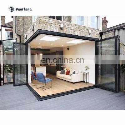 America Standard Aluminum Folding Door 90 Degree Corner Bi-folding Patio Doors For Mountain House / Condo
