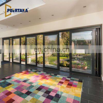 Outdoor Exterior Aluminium Stacking Bifold Accordion Folding Sliding Door Panoramic Patio Door Slide Turn Door System