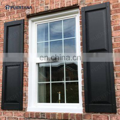 American Style Aluminum Double Hung Window Sash Vertical Sliding Window With Grill Design