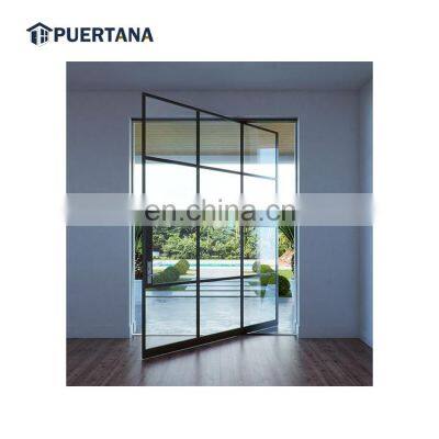 Custom Pivot Steel & Glass Exterior Doors Modern Glass Metal Wrought Iron Grid Doors Pivot Front Door