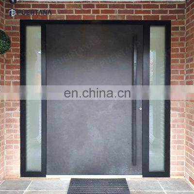 Modern Entry Wrought Iron Framed Stainless Steel Front Door For Residential Entrance