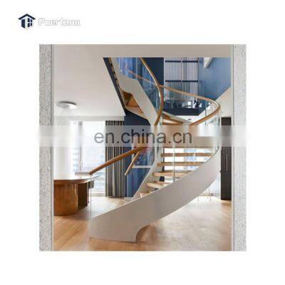 Apartment s.s.304 Stainless Steel Spiral With Wooden Floating Staircase