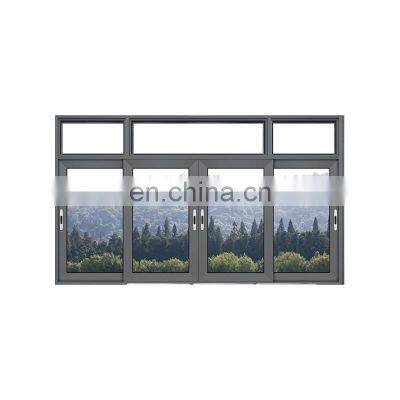 Veranda Sliding Turn Window Tempered Glass Aluminium Sliding Windows With Security Bars