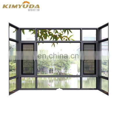 Customized Size Insect Nets Exterior Office Building Aluminium Alloy Frame Swing Aluminium Casement Window