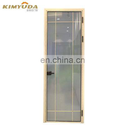 Morden Waterproof Frosted Double Glass Casement Aluminum Bathroom Swing Door for Toilet