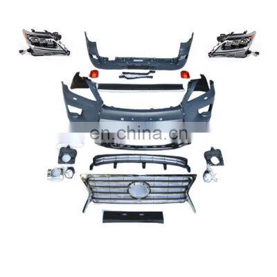 MAICTOP auto body kit car bumper grille 3 lens headlight for lx570 2008-2012 upgrade to 2013-2015 kits