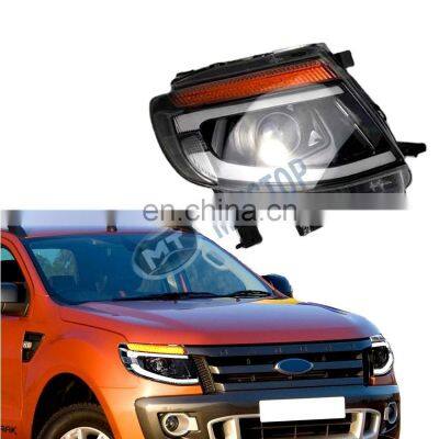 Maictop car accessories led light front headlight for Ranger Raptor T6 2012-2015 head light lamp