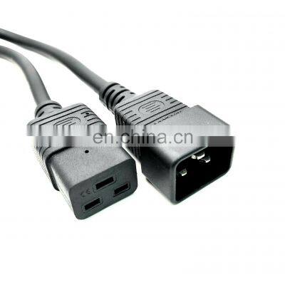 Guangzhou Top quality 14WG full copper 3m 10ft 10A C19 to C20 PDU Style Computer Power Extension Cable AC Power Cord Cable