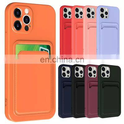 New liquid silicone phone case TPU PC Phone case Colorful Card Portable phone accessories case for iPhone 14 /13ProMax