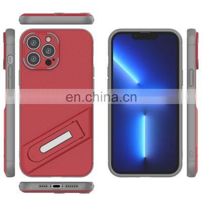 New Metal Kickstand phones cases Vertical Horizontal Stand Reinforced Drop Protection TPU Back mobile phone case for ipone 12,13