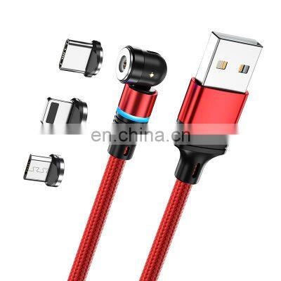 Wholesale 1M 2M 3PIN 540 rotation Fast Charging Type C 3 In 1 Usb Charging Cable Magnetic Data cable for iphone
