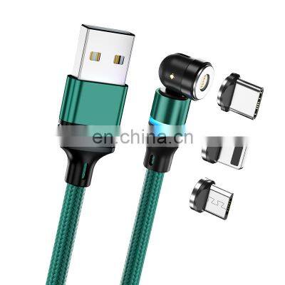 Wholesale 3PIN 1M 2M 540 rotation Fast Charging Micro Type C Data Magnetic 3 In 1 Usb Charging Cable Data cable