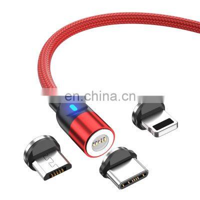 Wholesale 3PIN 1M 2M Fast Charging Micro Type C Data Magnetic 3 In 1 Usb Charging Cable Data cable