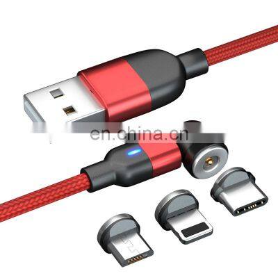 Wholesale 2M 3 in 1 Magnetic Charging USB Cable Charger 540 Degree Rotation data cable For Iphon/Micro USB Type C