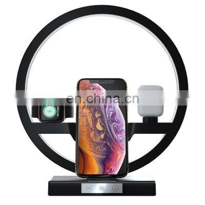 New Arrival Fast Qi 3 in 1Mobile Phone Charging Station Dock lamp Charge Stand Wireless Charger For iPhone Airpods Watch