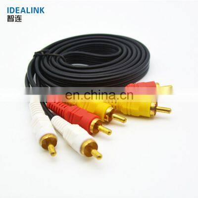 Free sample high quality 1.5m black 3 rca to 3 rca av cable audio video cable
