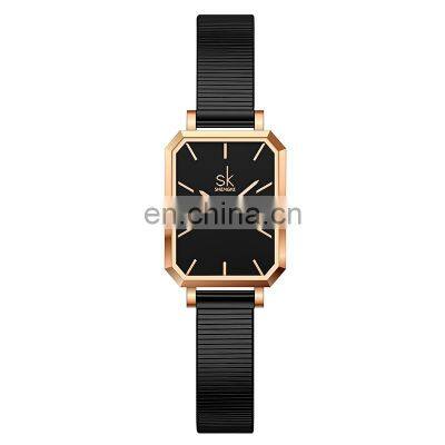 SHENGKEG Wholesale Girlfriend Quartz Watch K0177L Montre femme en cuir Fashion Square Watch Private Label Stainless Steel Watch