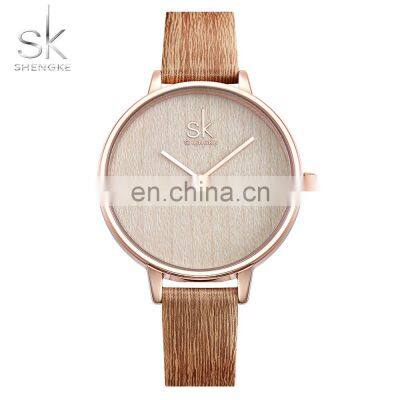 SHENGKE Simple Ladies Watch Popular Stylish Wood Wooden Texture Band Japan Quartz Movement Watches Custom Logo Watches K0078L