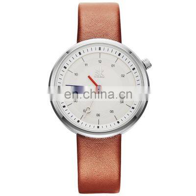 SHENGKE Casual Ladies Watch Simple Dial Soft Leather Band Japanese Quartz Movement Watches Alloy Case Watches K8044L