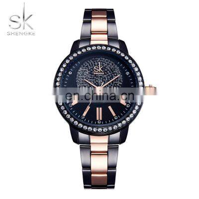 SHENGKE Luxury Bracelet Ladies Wristwatch Stainless Steel Chain Band Dazzling Jewelry Watch Quartz Watches K0075L