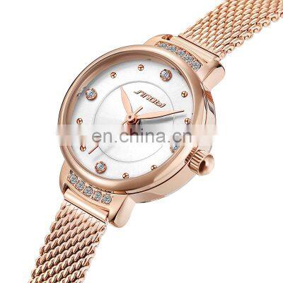 SINOBI Exquisite Women Watch Wrist S9853L Sinobi Watch Small Dial Delicate Handwatch Motre Homme Glitter Ultra Thin Watch