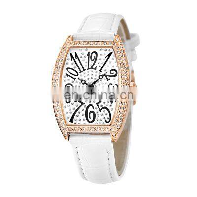 SINOBI 2022 New Woman Watches Quartz S9856L Female White Leather Watch Square Case