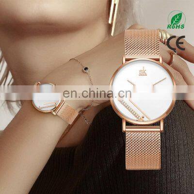 SHENGKEG Highly Recommended Watches K0106L Luxury Business Style Woman Mesh Strap Watch Hot Sale Lady Hand Watch Luxury Brand SK