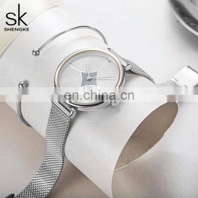 SHENGKEG Watches Women Wrist Luxury K0143L SK Watches Simple Dial Watch Reloj Para Hombre Chic Ultra Wristwatch