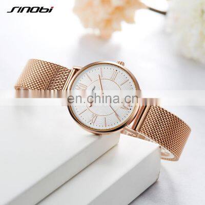 SINOBI Women Watches Unique Design Dial Quartz Clock Fashion Women Dress Wristwatch Montre Femme Stylish Quartz Ladies Watches