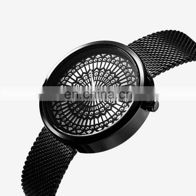 SHENGKE Art Design Lady Watch K0114L Chic 2021 New Design Cool Black Strap Watch Wrist Kirigami Design Watches